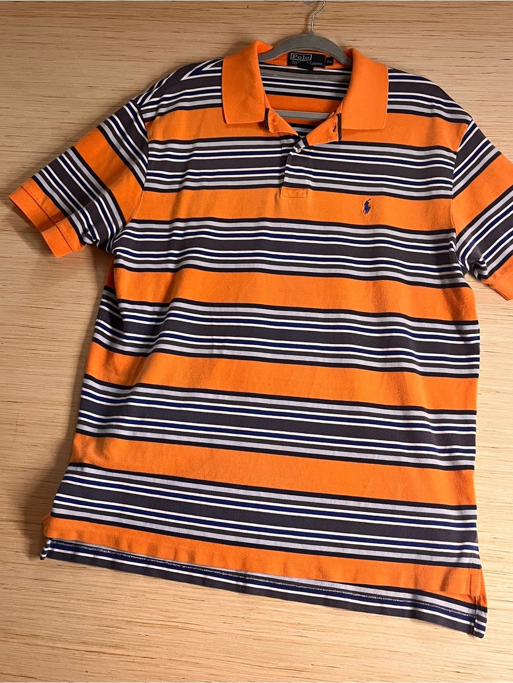 Ralph Lauren Orange & Navy Striped Polo